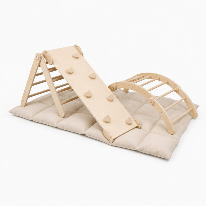 Indoor Trainingspark mit Sicherheitsmatte - Montessori Kletterset aus Holz