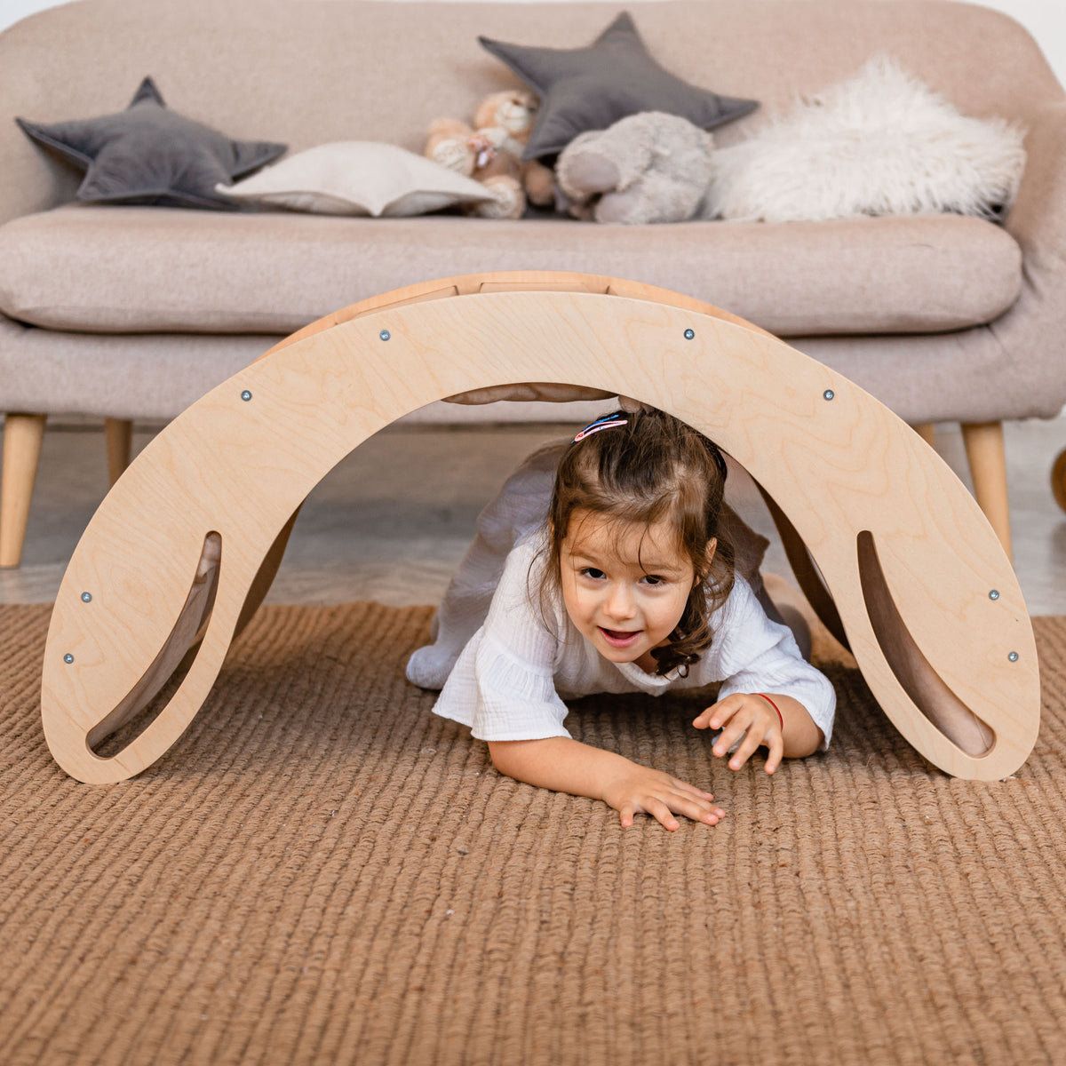 Kletterbogen Lächeln aus Holz für Kinder - Montessori-Kletterwippe - Ansicht 3