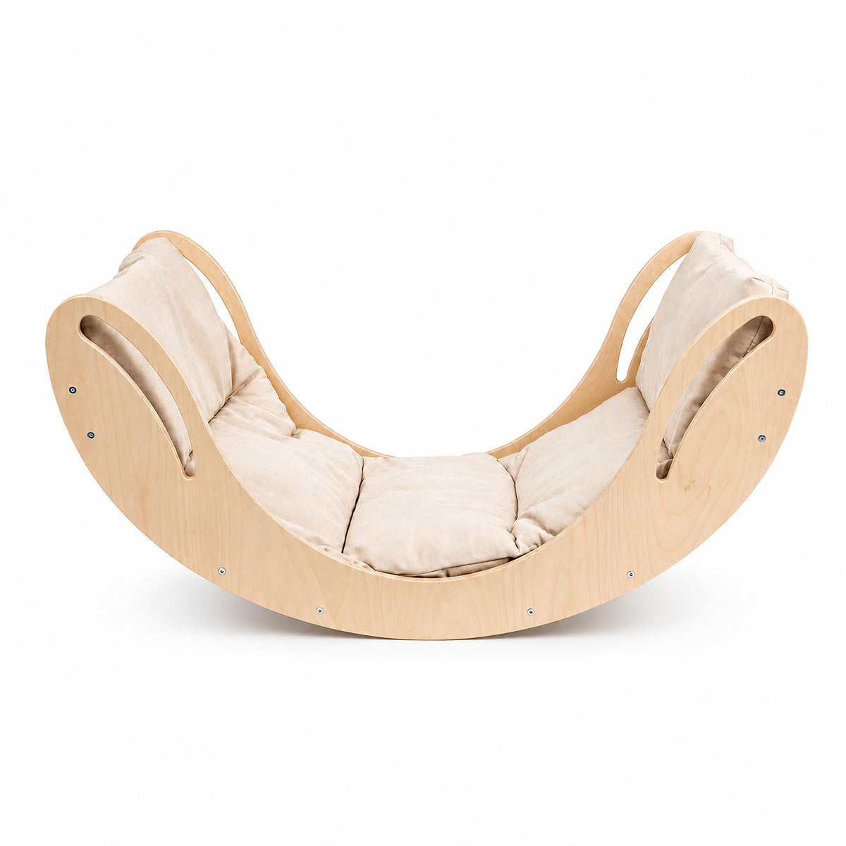Kletterbogen-Set 2-in-1 Lächeln aus Holz mit Kissen für Kinder - Montessori-Kletterwippe