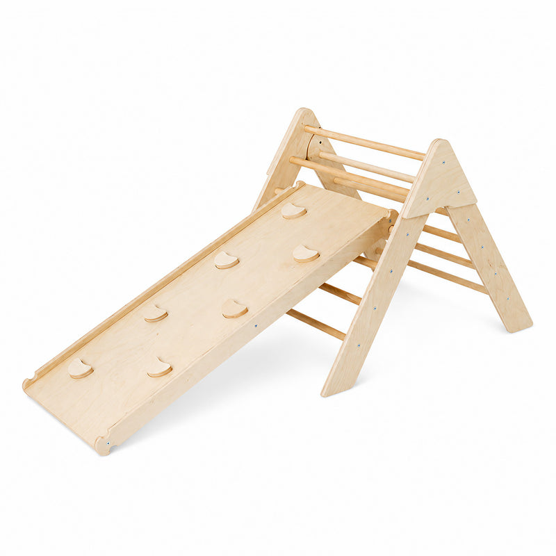 Kletterset 2-in-1 Dreieck aus Holz für Kinder - Montessori-Pikler mit Kletterrampe/Rutsche