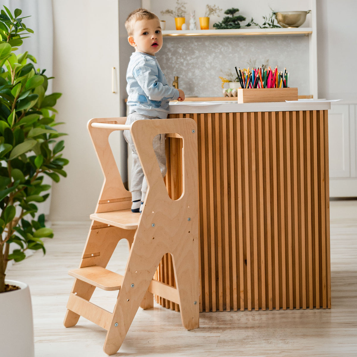 Küchenhelfer Klassik aus Holz für Kinder - Montessori-Lernturm - Ansicht 3
