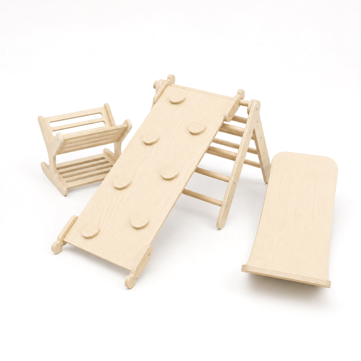 Motorik & Bücher Set aus Holz für Kinder - Montessori Spiel- und Lernecke